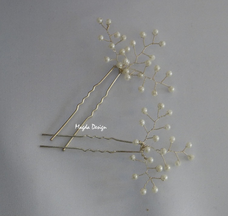 Svatební perličková vlásenka ivory