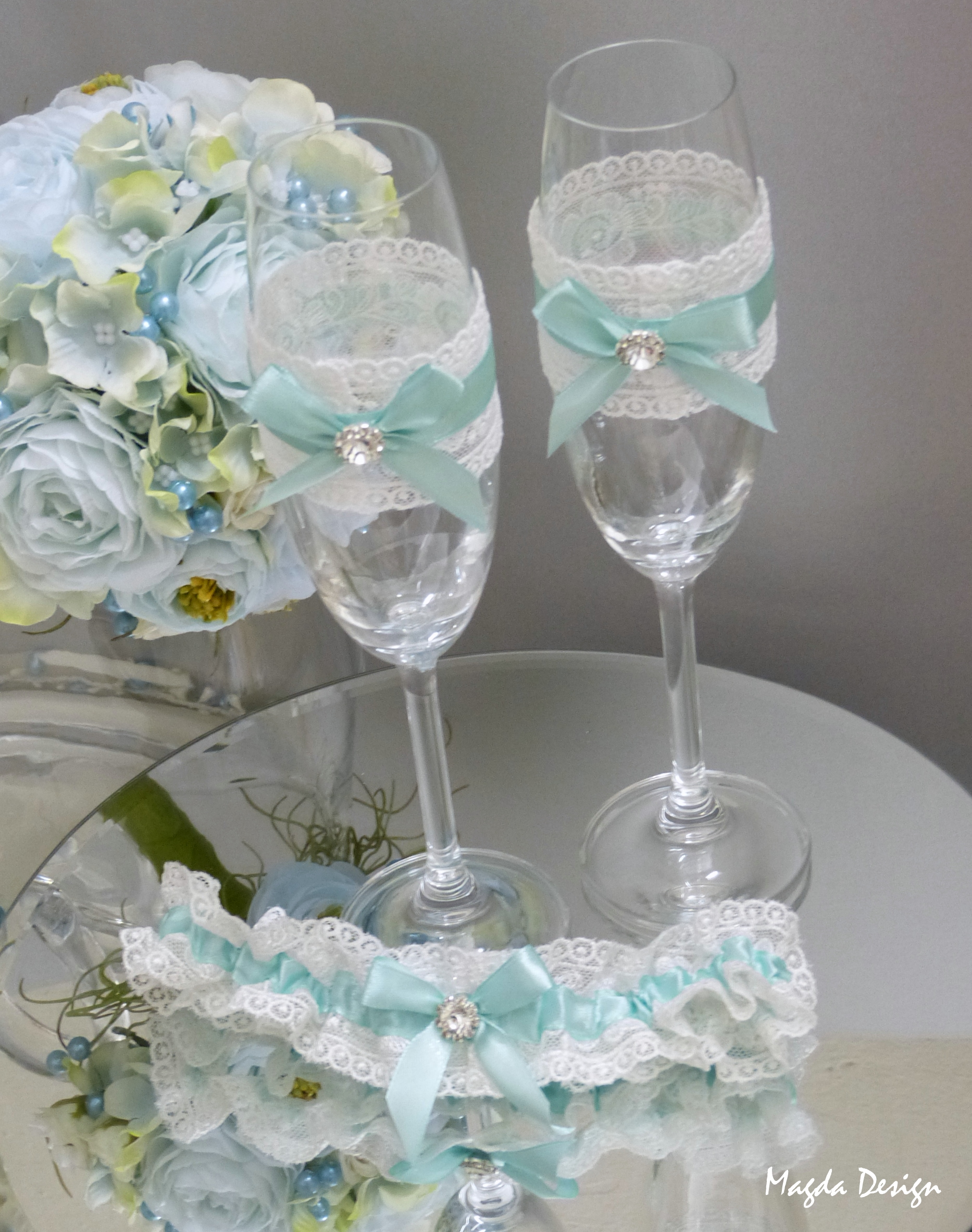 Svatební skleničky Lusinda mentol