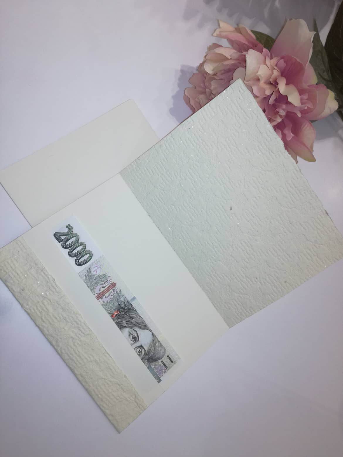 Přání s kapsou na peníze 3 - ruční papír