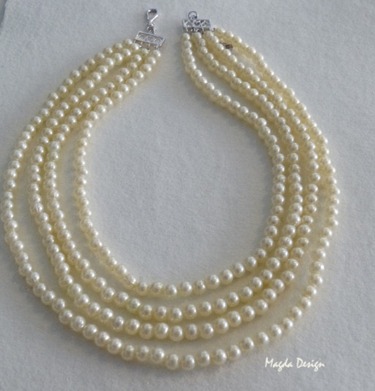 Perličkový náhrdelník champagne