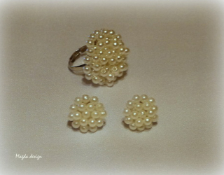 Prsten perličkový + náušnice